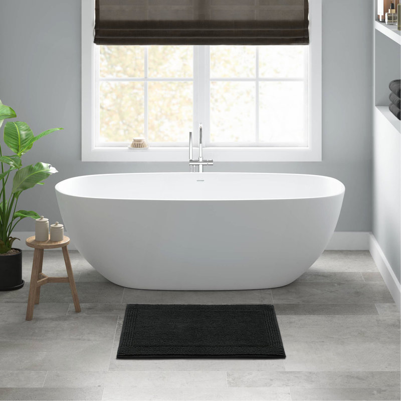 1 PCS 24X36" 100% Cotton Tufted 3000 GSM Reversible Bath Rug Black, Single - 2' x 3', Black