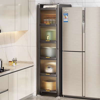 JOYBOS Gray Metal Narrow Slit Storage Cabinet with Doors, Gap Storage Cabinet