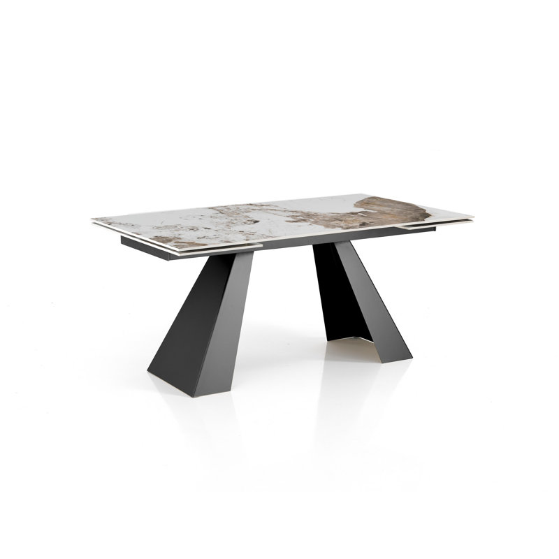 Dahana Extendable Metal Base Dining Table, Grey