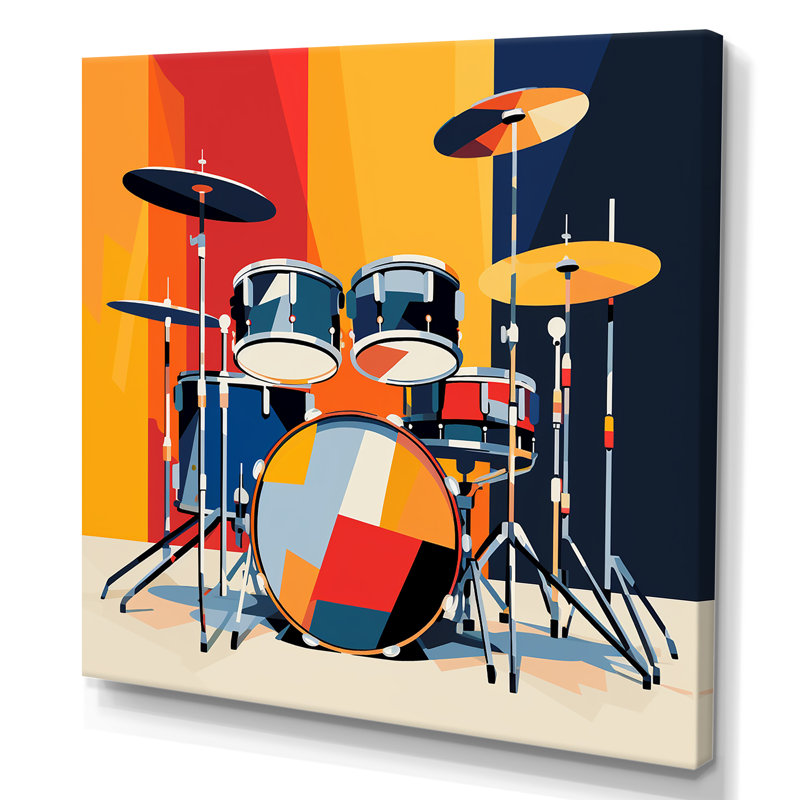 Druming Groove I - fruits, art mural, H 30 po x l 30 po x P 1,5 po, Toile tendue