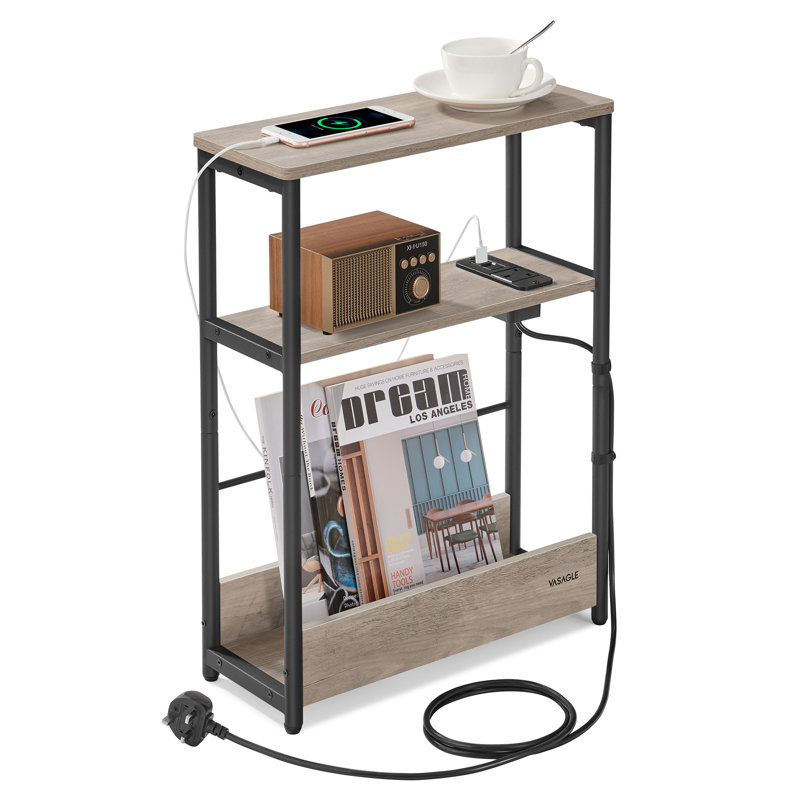 Antioch Floor Shelf End Table, Black, Grey