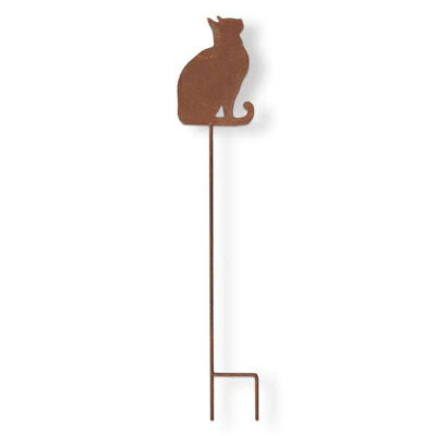 Sitting Cat Garden Stake Brown Iron Everyday