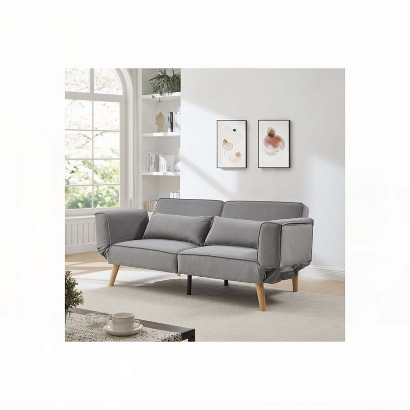 Futon canapé-lit avec accoudoirs réglables, réglable, Gris