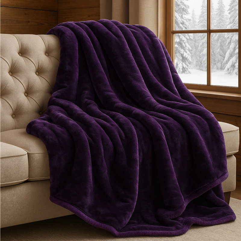 Thick Plush Mink Blanket, Purple