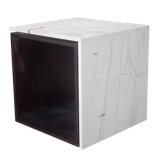 Authentic Italian Marble with Natural Oak Wood Occasional Table / Night Stand