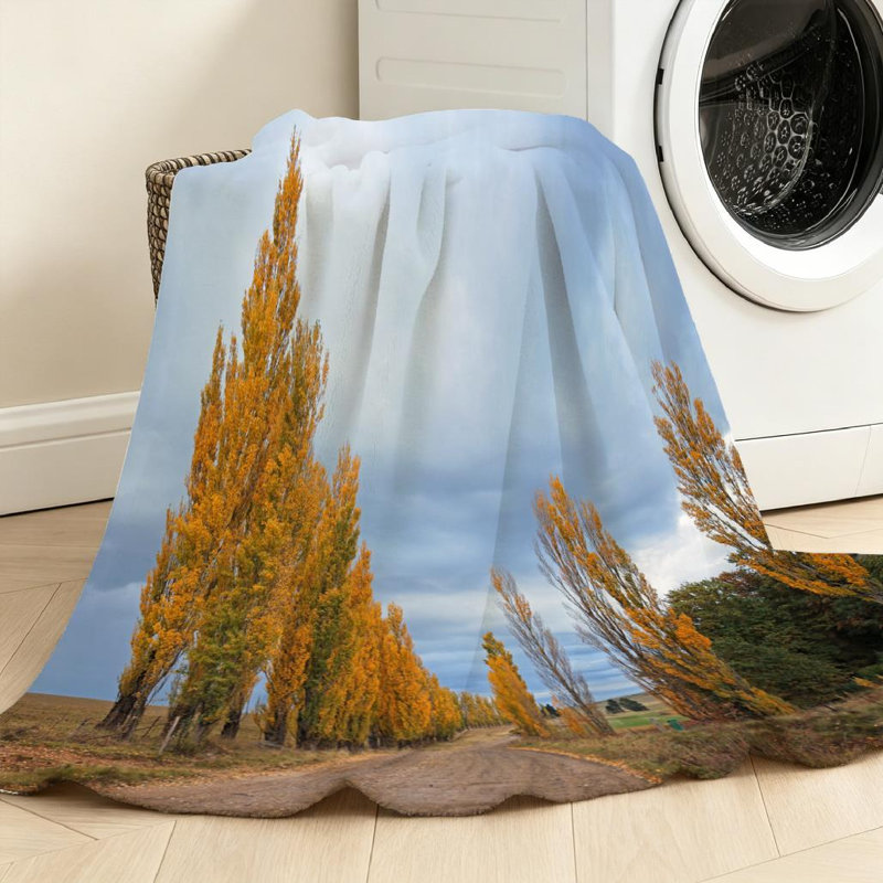 Jeté en molleton jaune ultra doux en flanelle, route de campagne et imprimé coloré d'un seul côté, Jeté 50 po x 60 po