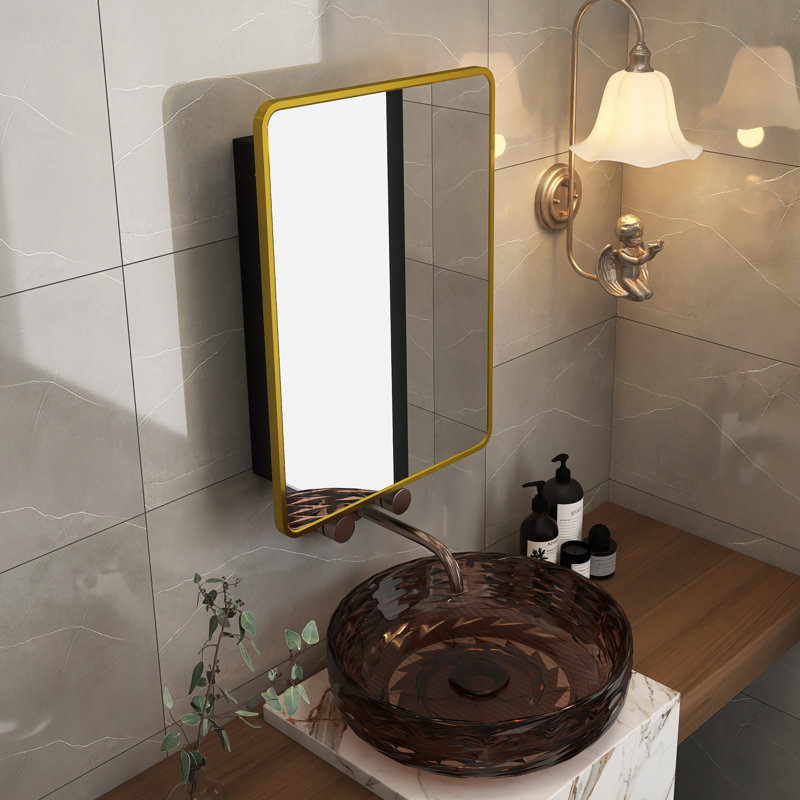 Armoire à pharmacie avec miroir Johnese, Or, H 28 po x l 20 po x P 4,9 po