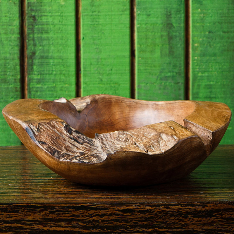 Wood Decorative Bowl, 6" H x 16" W x 16" D