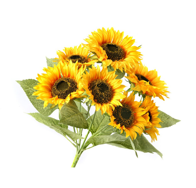17" Yellow Plastic Sunflower Bush with 7 Stems