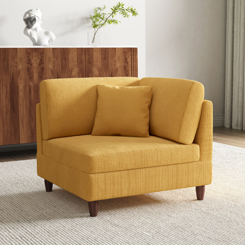 Mordecai 95Cm Wide Side Chair, Orange Corduroy