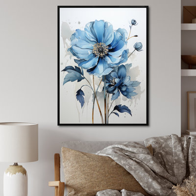 " Blue Minimalism Daisy Flower I "