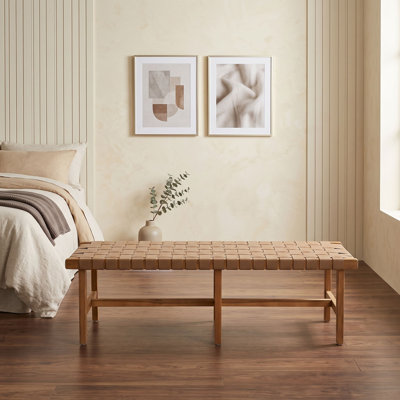 Woven Faux Leather Bedroom Bench