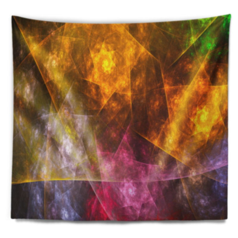 Tapisserie de polyèdre rotatif rose jaune abstrait, H 50 po x l 60 po