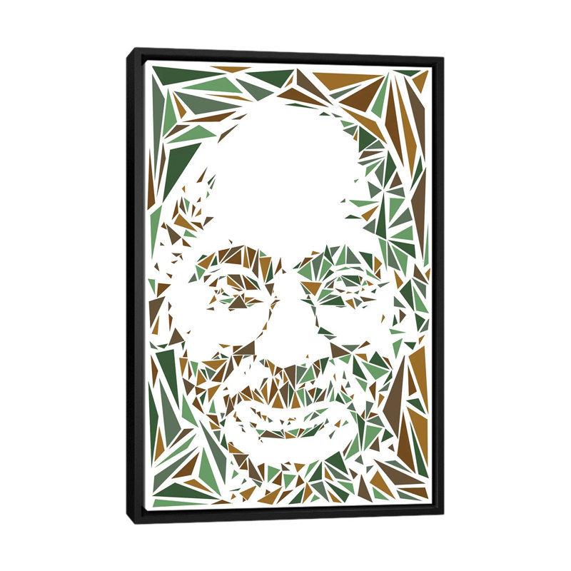 « gandhi », impression sur toile, H 26 po x l 18 po x P 1,5 po, Toile encadrée noire, Pas de tapis