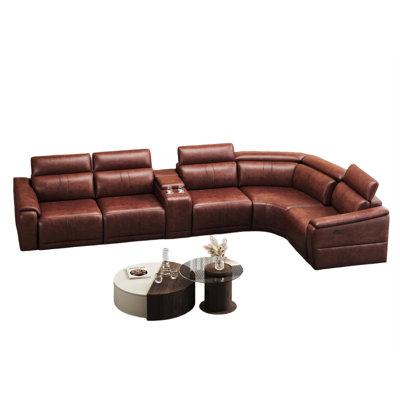 Upholstered 30.44 " Leather Power Reclining Sectional