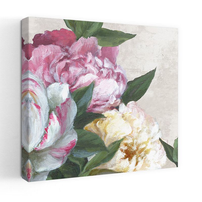 Art mural contemporain abstrait Blooming Peony Harmony, H 18 po x l 18 po
