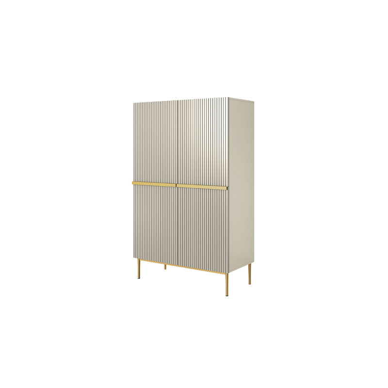 Alessja 2 Door Manufactured Wood Wardrobe, Cream/Gold
