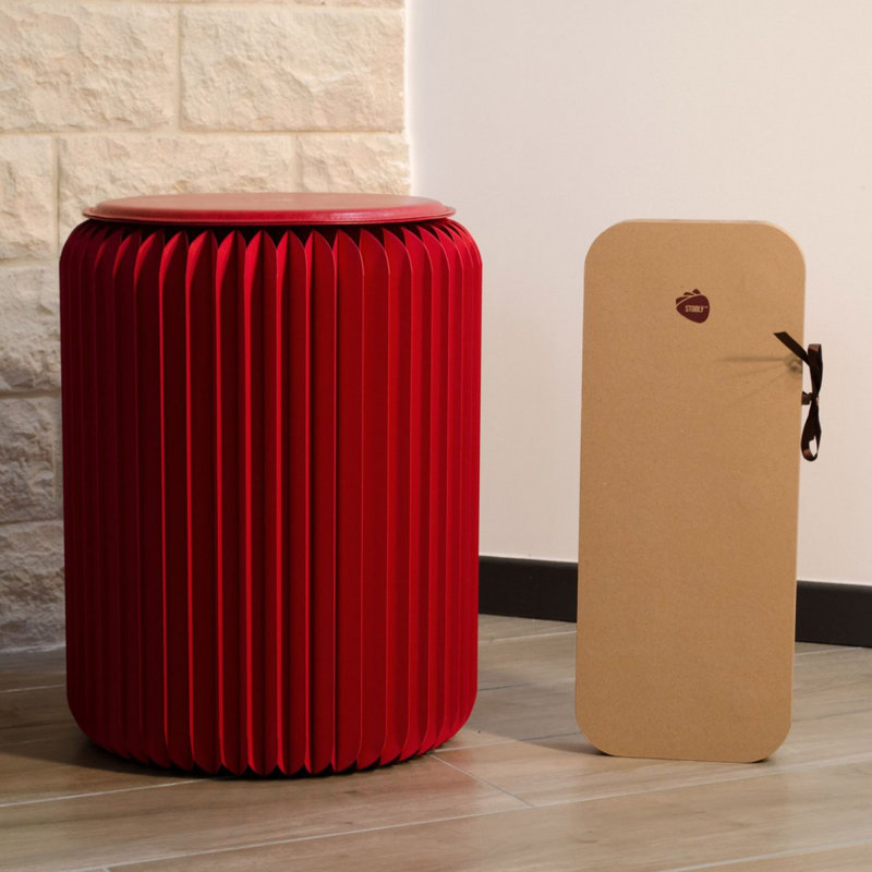 Cardboard Accent Stool, Red