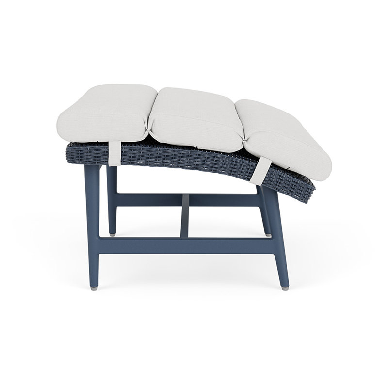Cascade Outdoor Ottoman, Canvas Natural, Denim Blue