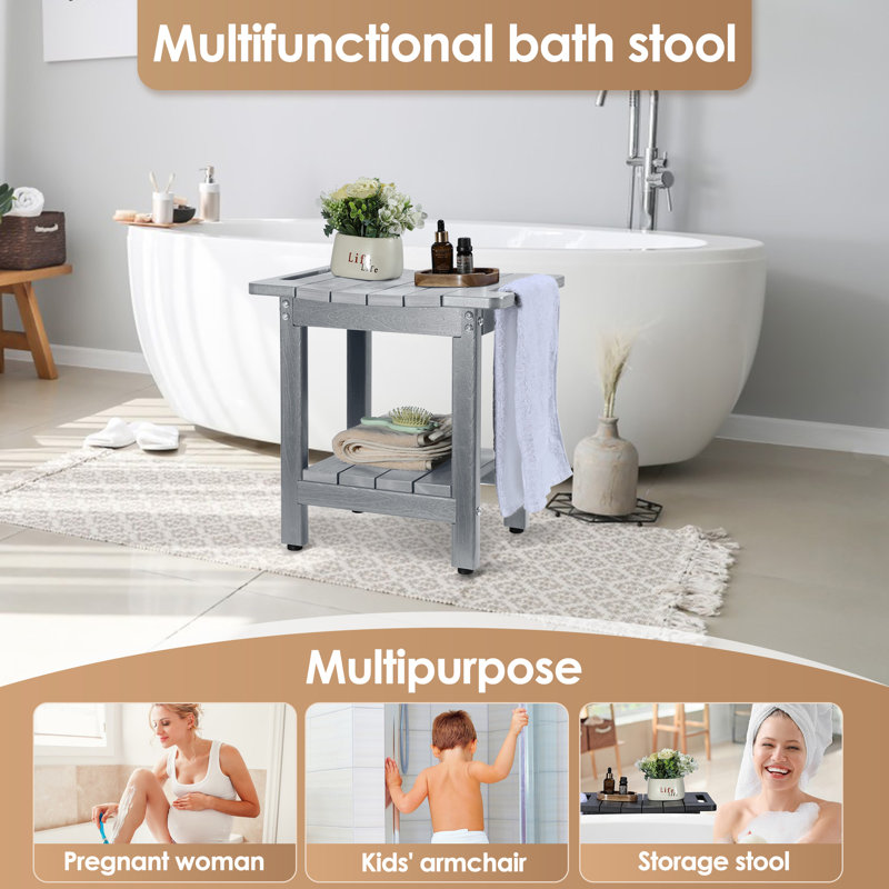 Bancs de douche en PEHD, Gris