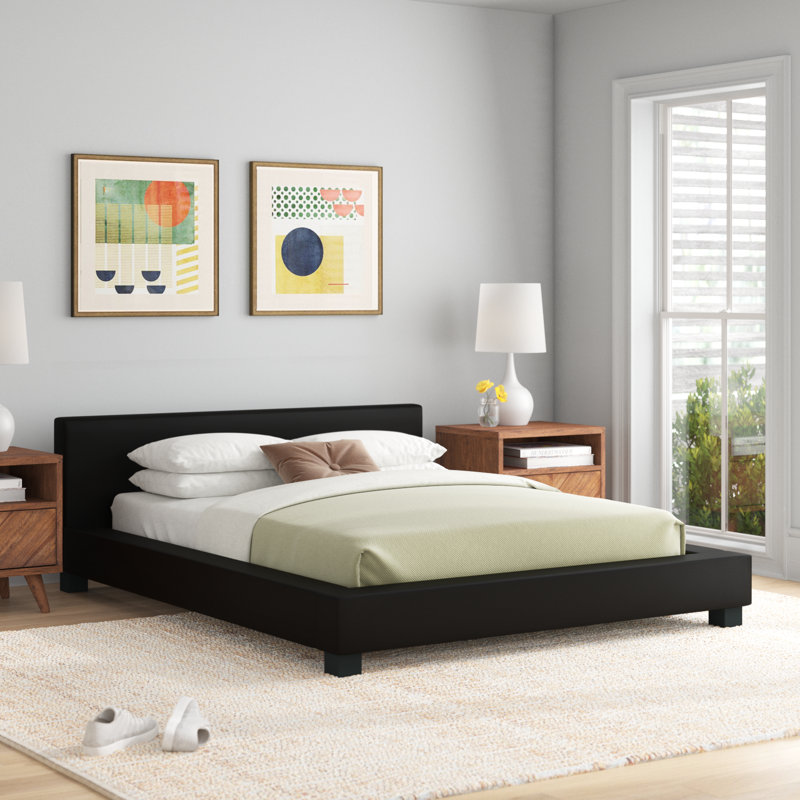 Anabell Upholstered Platform Bed, Queen, Black
