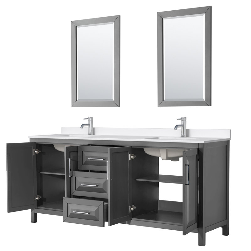 Daria 80'' W Vanity, Polished Chrome, Gray, Giotto Quartz
