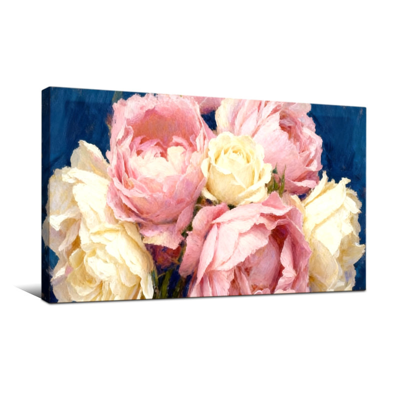 Plantes et fleurs roses sur fond, H 28 po x l 58 po