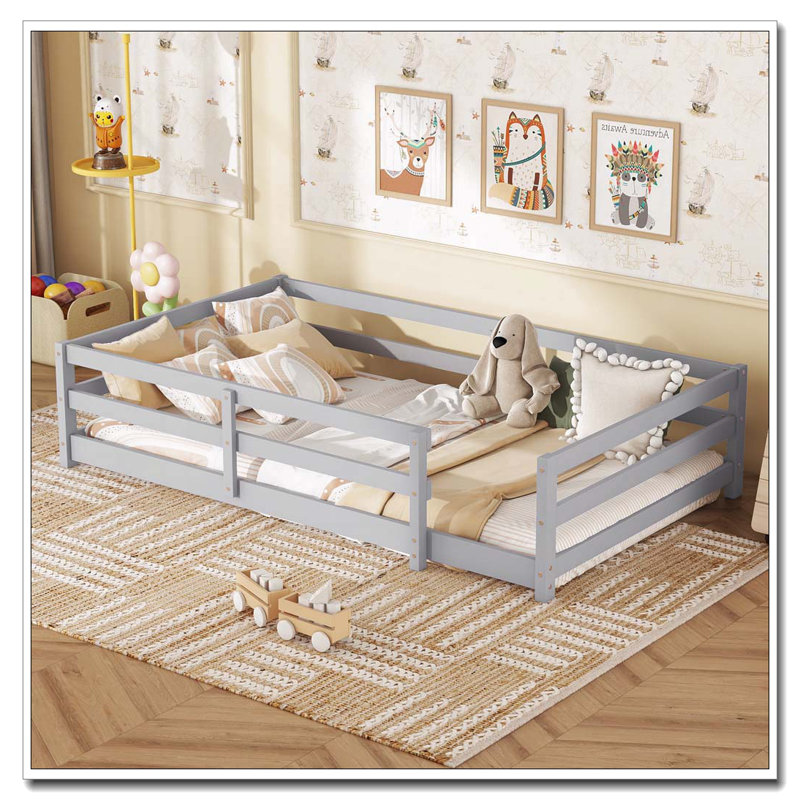 Lit sur pied, lit sur pied avec clôture Montessori, Lit simple