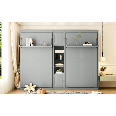 Lits simples blancs à double paroi avec rangement fonctionnel et tablette convertible, parfaits pour les espaces multifonctionnels dans les petites pièces