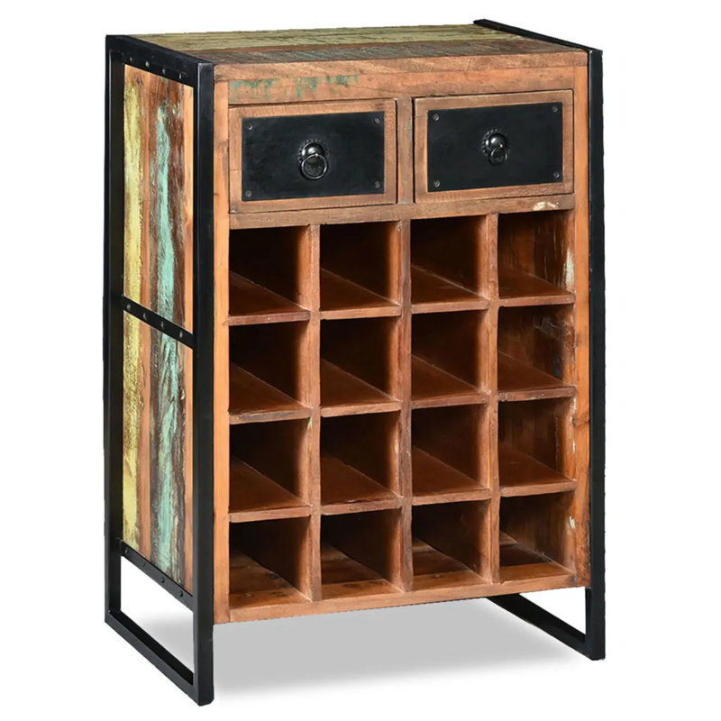 Keagan Solid Wood Wall Mounted Wine Bottle Rack in Multicolour