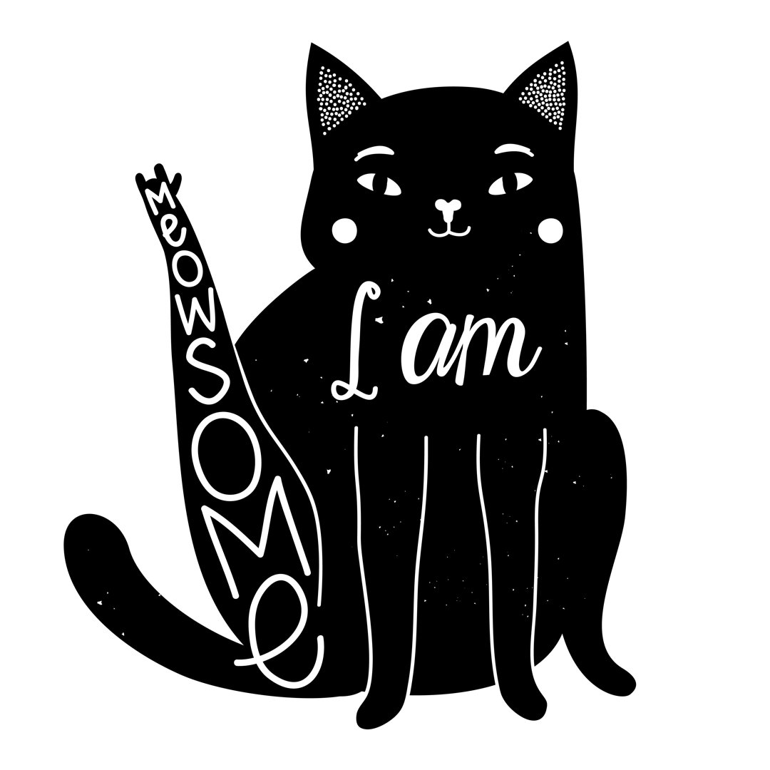 Broadridge Vector Illustration With Black Cat And Funny Slang Phrase - I Am Meowsome. by Julymilks - Wrapped Canvas Grap...