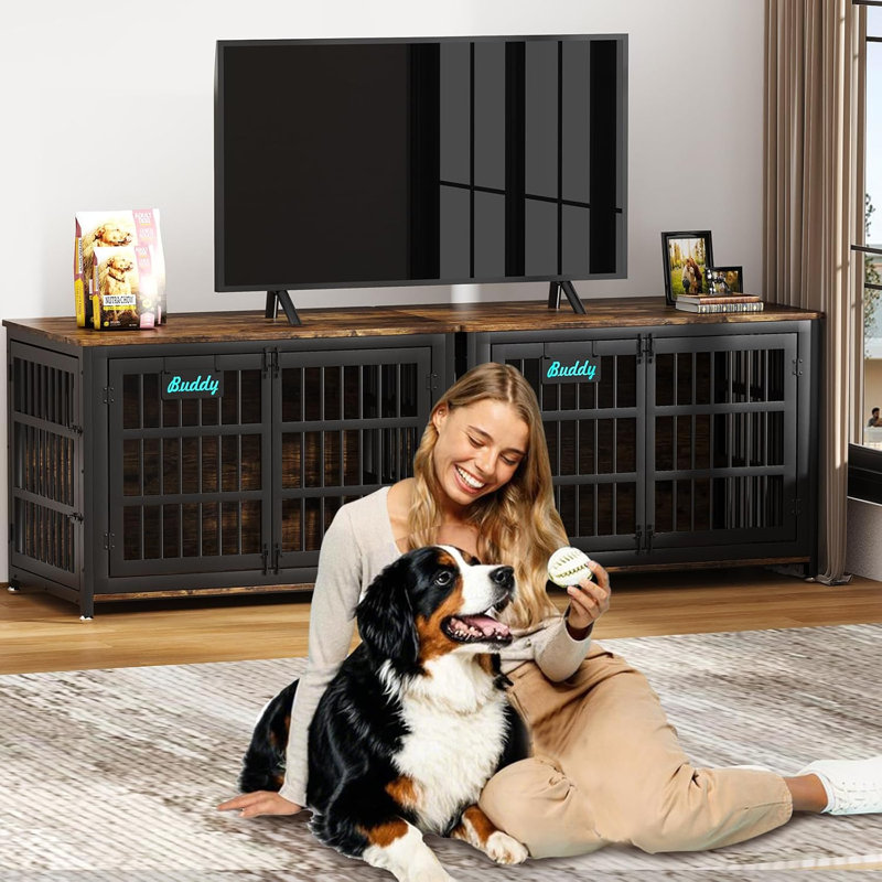 Mobilier de cage pour chien avec portes avant et latérales, chenil robuste pour petits, moyens et grands chiens
