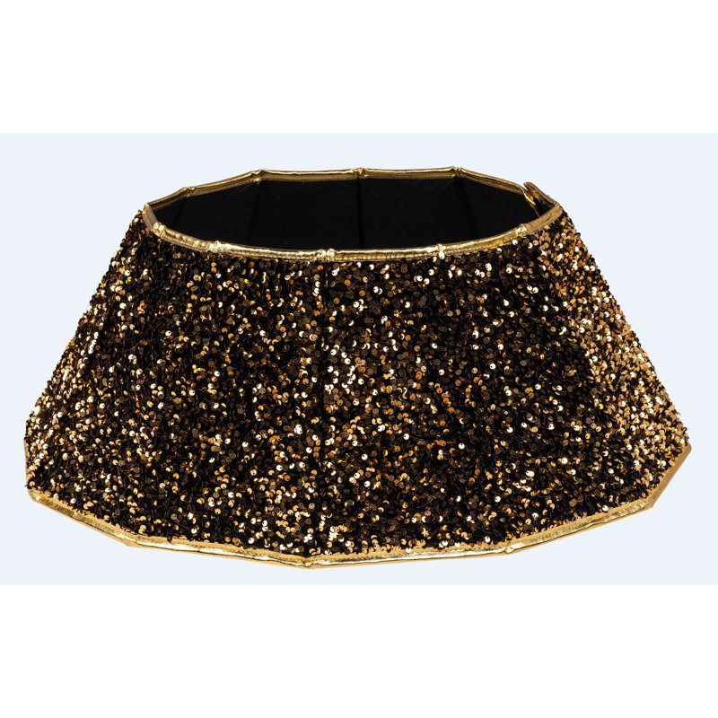 Gold Sequins Hexagonal Christmas Tree Collar with Metallic Trim