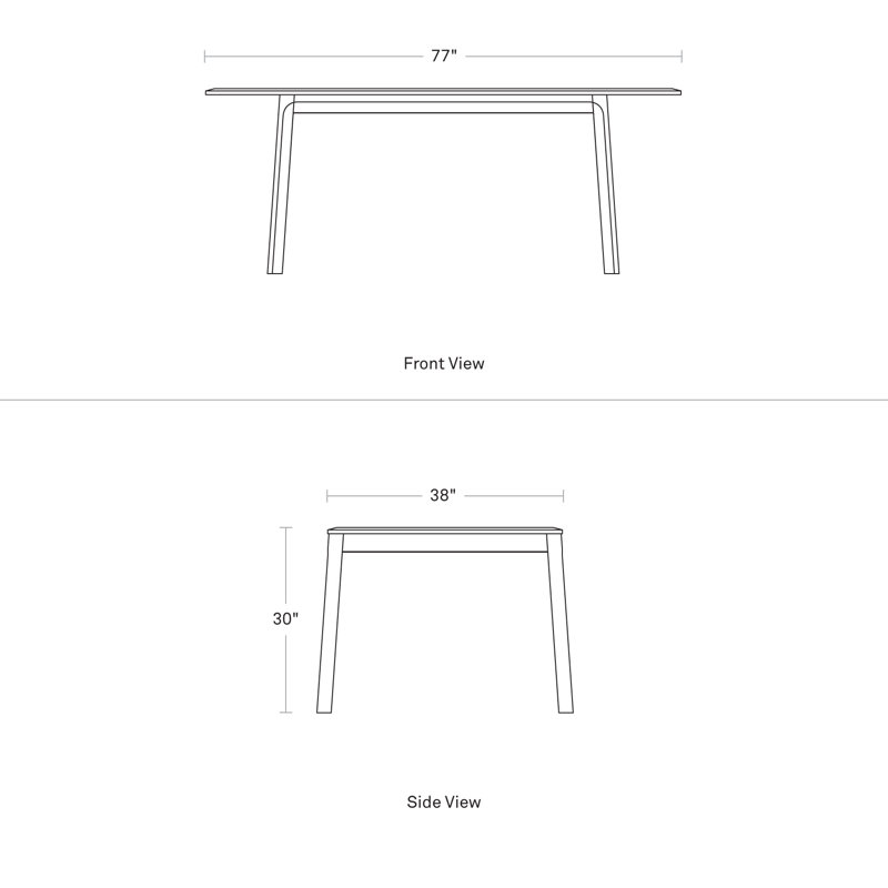 Keeps Solid Wood Dining Table, White Oak, 38" W x 77" L