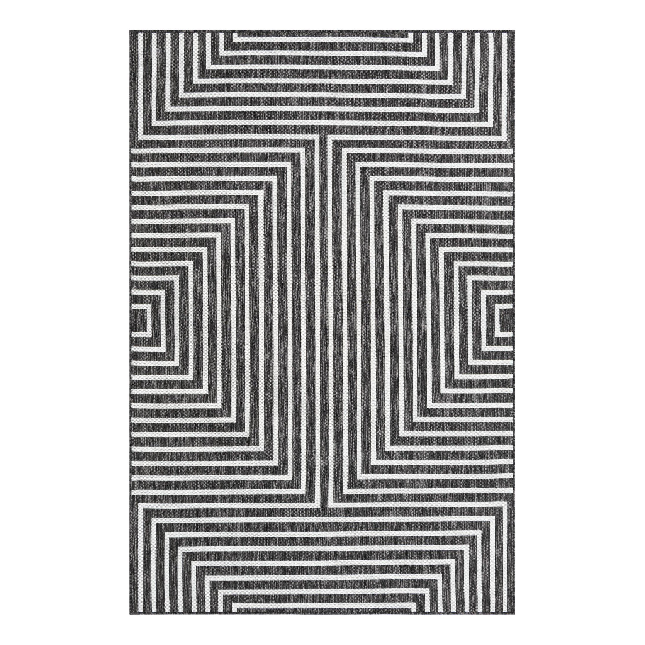 Unique Loom Black/White Indoor/Outdoor Rug | Wayfair