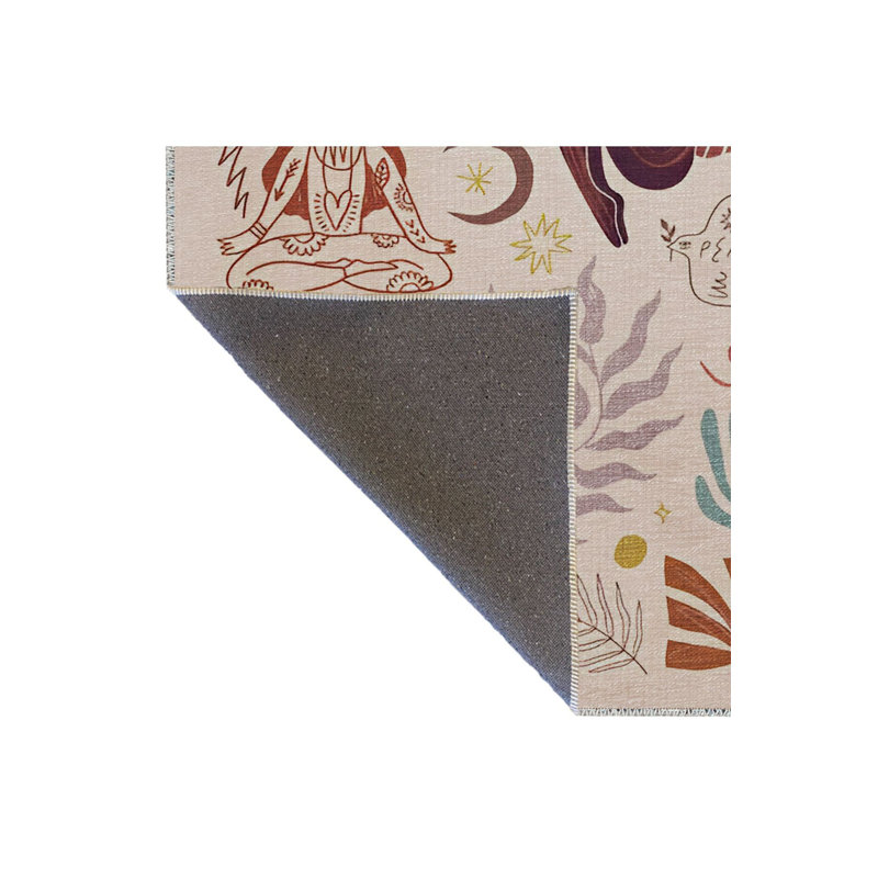 Tapis décoratif multicolore à motif humain et naturel, Rectangle 3 pi 3 po x 4 pi 11 po