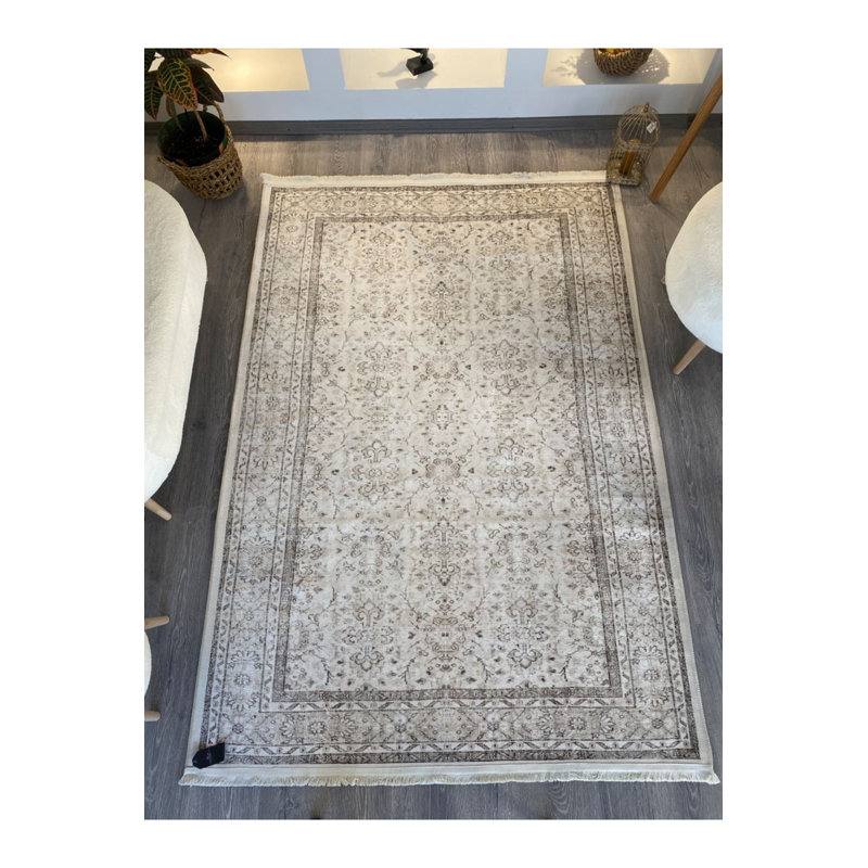 Vintage Texture Beige Machine Washable Rug, Rectangle 2'4" x 3'11" Rug Pad Included