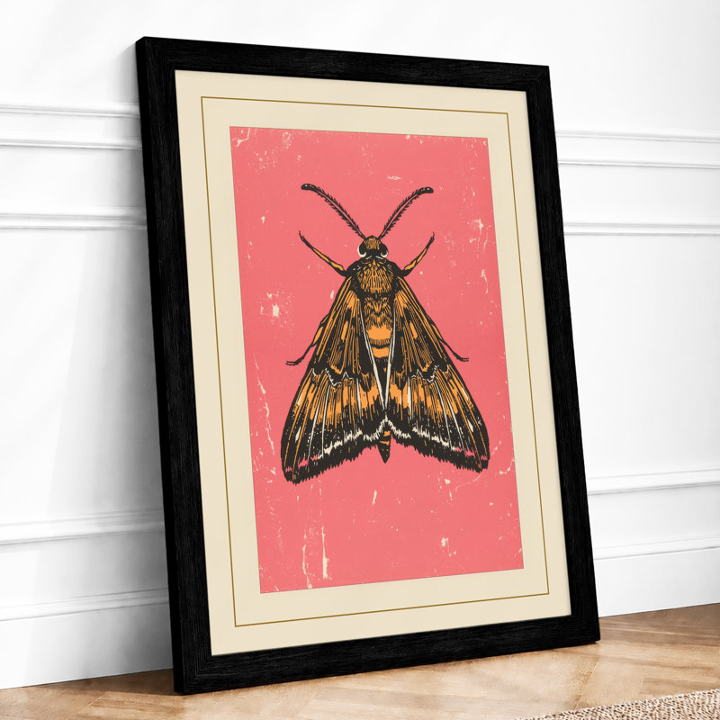 Golden Moth Study Botanical - Print, A2 - 59.4 x 42.0 cm, Black
