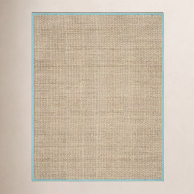 Natural Teal Bamboo Seagrass Rug
