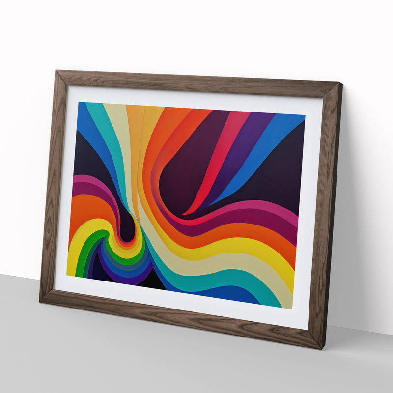 Abstract Rainbow Art Vol.3 - Framed Print, 34cm H x 46cm W x 2cm D, Walnut
