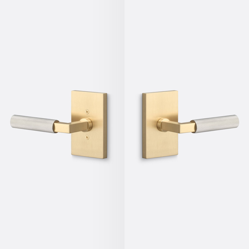 Rosace de passage Levanto, poignée moletée, Nickel, Laiton satiné