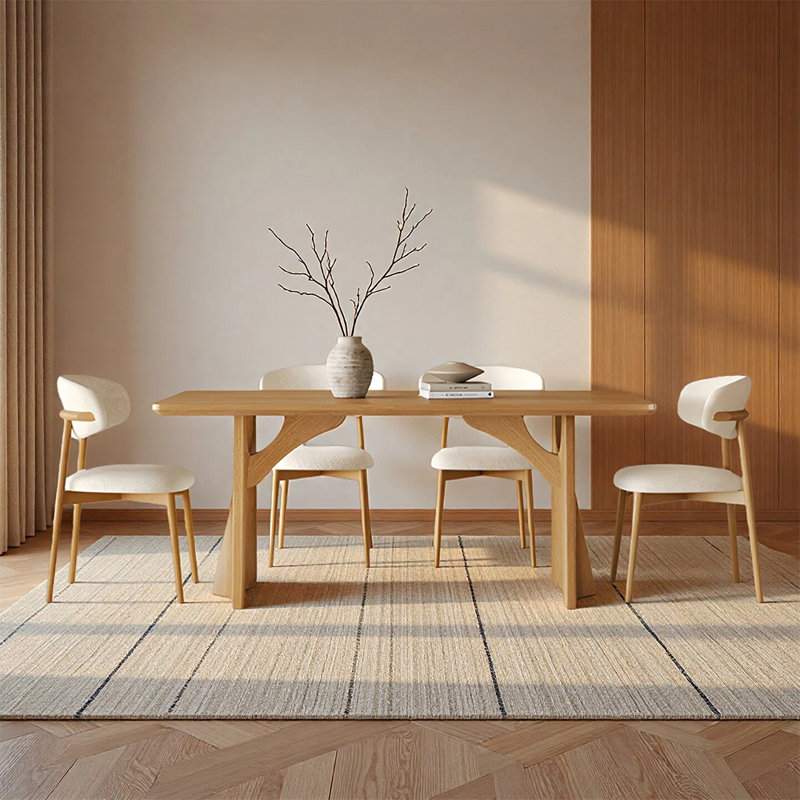 Bundella Modern rectangular desktop durable dining table, 5 Pieces: Table, 4 Chairs, 29.52" H x 59.05" W x 31.49" D