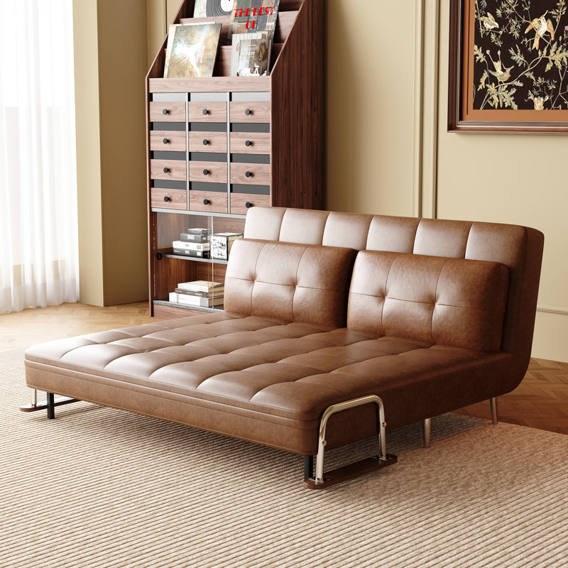 Canapé-lit convertible 70,86 po moderne en cuir ciré à l'huile pour un salon ou un appartement