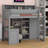 Twin Loft Bed With Storage Shelves And Under-Bed Desk, Wooden Bed Frames With Wardrobe And 3 Cabinets-750548640