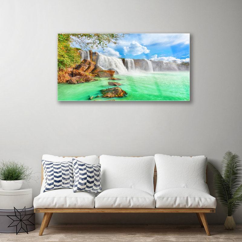 Landscape Waterfall Lake - No Frame Print on Glass
