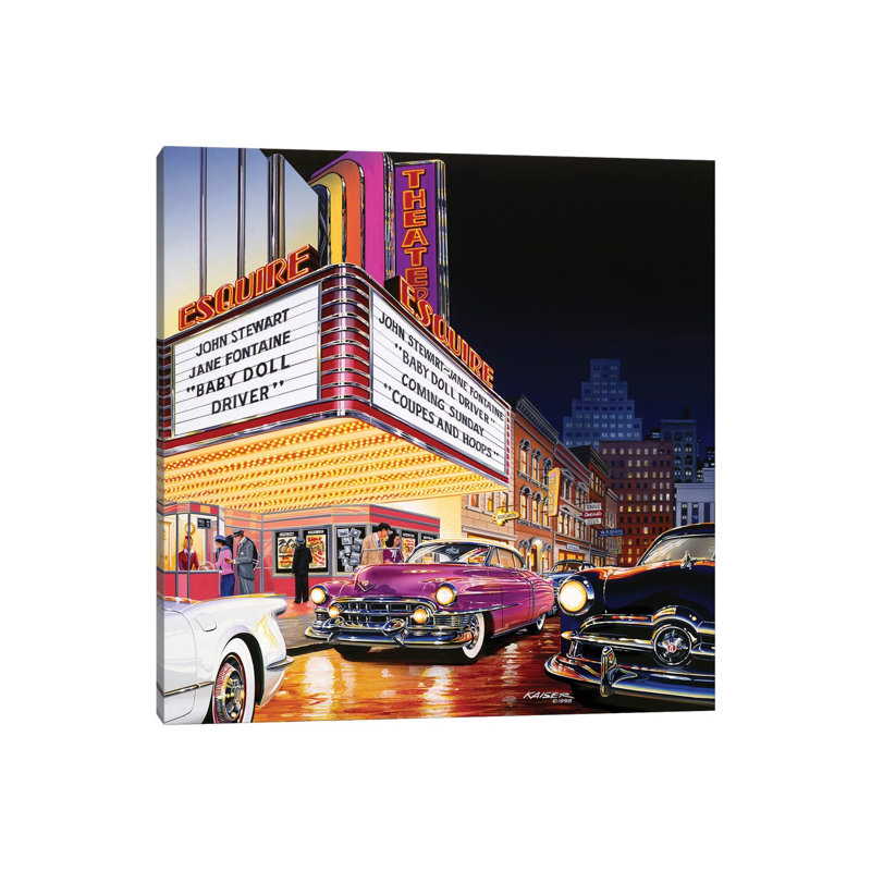Esquire Theatre by Bruce Kaiser - Wrapped Canvas Painting, 30.48cm H x 30.48cm W x 1.905cm D