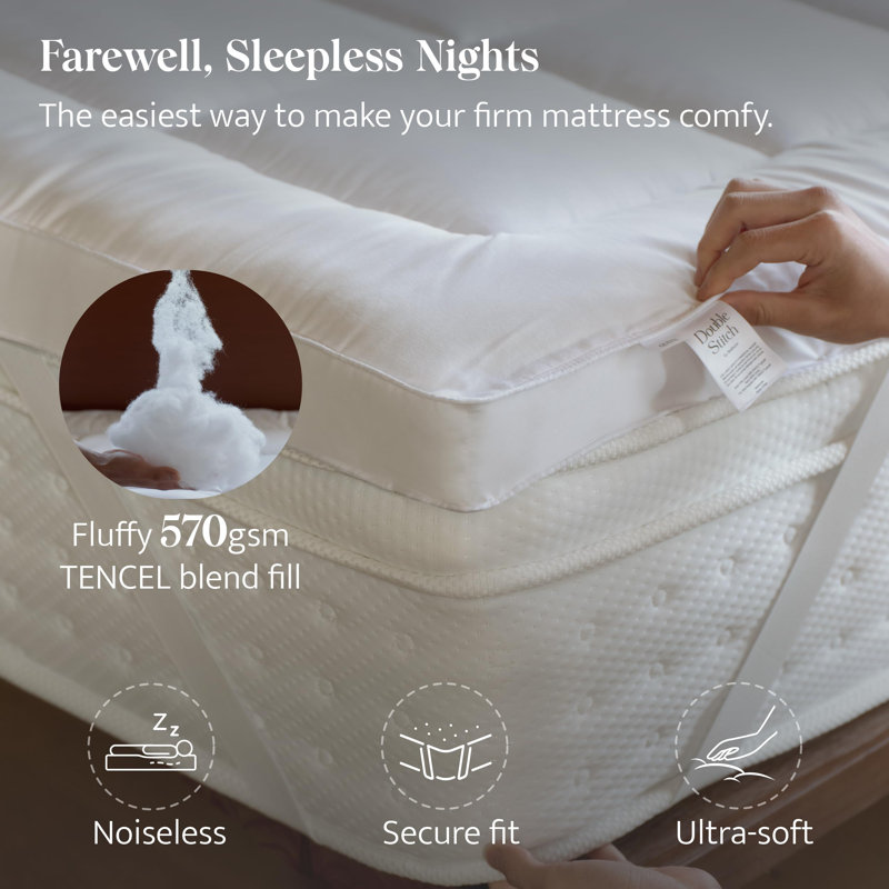 Double Stitch Cooling Mattress Topper, King