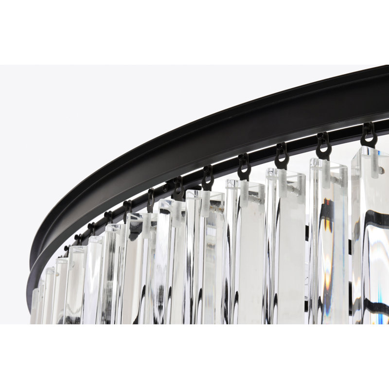 Lustre à gradins en cristal à 58 niveaux Dahlonega, Noir mat, 86" H x 48" W x 48" D, 58 Light