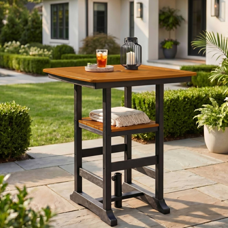 Table de bar carrée 37 po Featherstone, noire, H 41,5 po x l 36,75 po x P 36,75 po, Naturel/noir