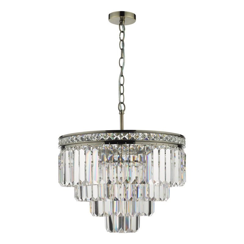 Anjelique 4 - Light Crystal Chandelier, Antique Brass/Crystal